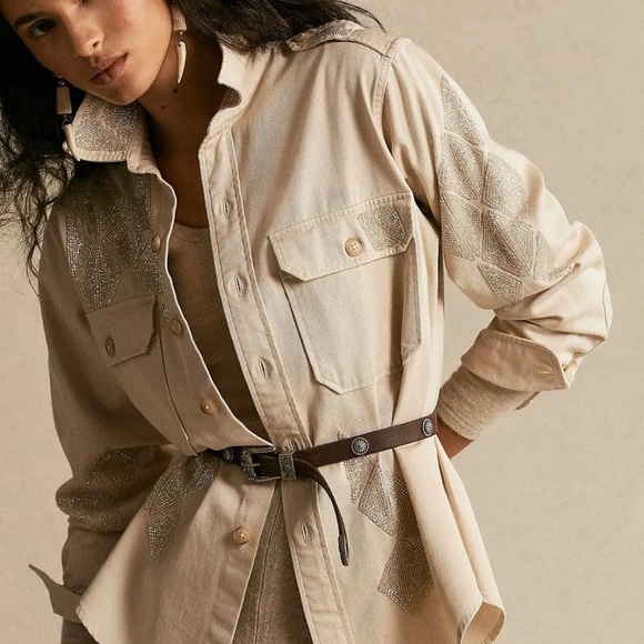 𝅺POLO by Ralph Lauren Beaded Twill Button Down Shirt NWT Sz XXL - Picture 5 of 13